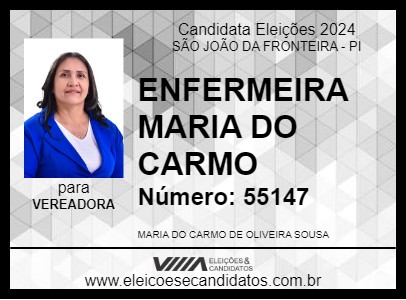 Candidato ENFERMEIRA MARIA DO CARMO 2024 - SÃO JOÃO DA FRONTEIRA - Eleições