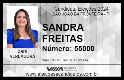 Candidato SANDRA FREITAS 2024 - SÃO JOÃO DA FRONTEIRA - Eleições