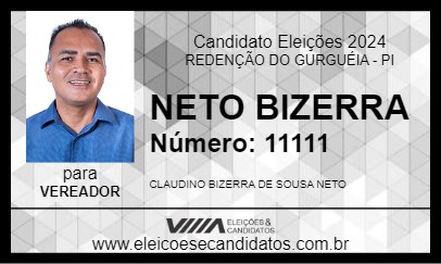 Candidato NETO BIZERRA 2024 - REDENÇÃO DO GURGUÉIA - Eleições