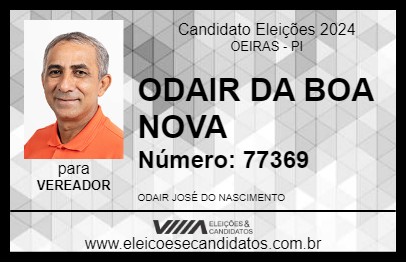 Candidato ODAIR DA BOA NOVA 2024 - OEIRAS - Eleições