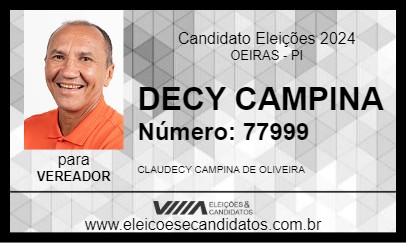 Candidato DECY CAMPINA 2024 - OEIRAS - Eleições