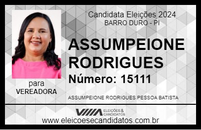 Candidato ASSUMPEIONE RODRIGUES 2024 - BARRO DURO - Eleições