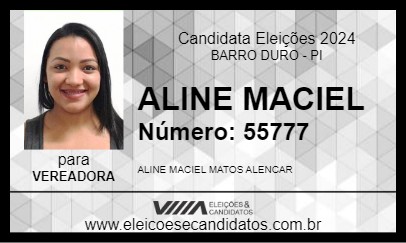 Candidato ALINE MACIEL 2024 - BARRO DURO - Eleições