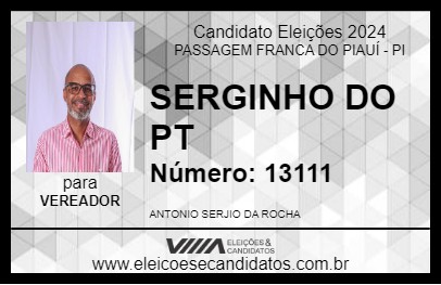 Candidato SERGINHO DO PT 2024 - PASSAGEM FRANCA DO PIAUÍ - Eleições