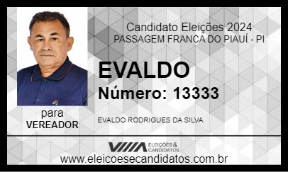 Candidato EVALDO 2024 - PASSAGEM FRANCA DO PIAUÍ - Eleições