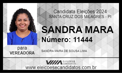 Candidato SANDRA MARA  2024 - SANTA CRUZ DOS MILAGRES - Eleições