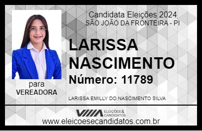 Candidato LARISSA NASCIMENTO 2024 - SÃO JOÃO DA FRONTEIRA - Eleições