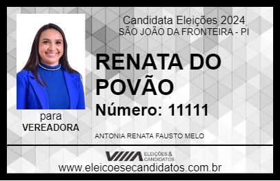 Candidato RENATA DO POVÃO 2024 - SÃO JOÃO DA FRONTEIRA - Eleições