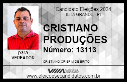 Candidato CRISTIANO PRODUÇÕES 2024 - ILHA GRANDE - Eleições