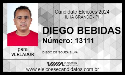 Candidato DIEGO BEBIDAS 2024 - ILHA GRANDE - Eleições