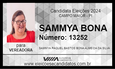 Candidato SAMMYA BONA 2024 - CAMPO MAIOR - Eleições