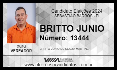 Candidato BRITTO JUNIO 2024 - SEBASTIÃO BARROS - Eleições