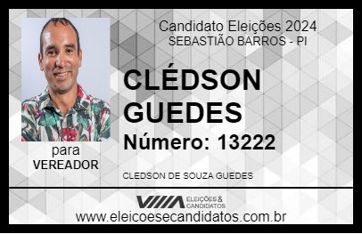 Candidato CLÉDSON GUEDES 2024 - SEBASTIÃO BARROS - Eleições