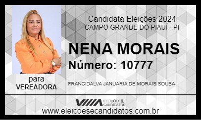 Candidato NENA MORAIS 2024 - CAMPO GRANDE DO PIAUÍ - Eleições