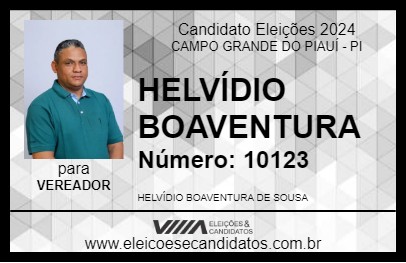 Candidato HELVÍDIO BOAVENTURA 2024 - CAMPO GRANDE DO PIAUÍ - Eleições