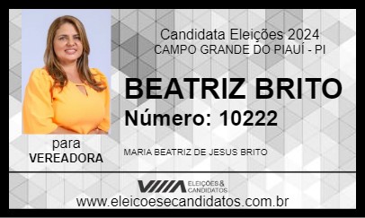 Candidato BEATRIZ BRITO 2024 - CAMPO GRANDE DO PIAUÍ - Eleições