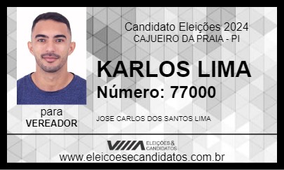 Candidato KARLOS LIMA 2024 - CAJUEIRO DA PRAIA - Eleições