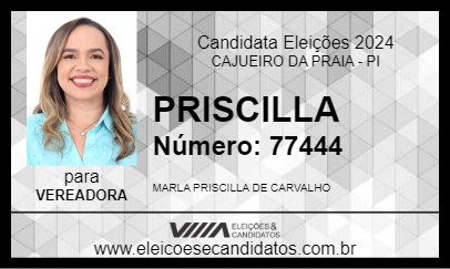 Candidato PRISCILLA 2024 - CAJUEIRO DA PRAIA - Eleições