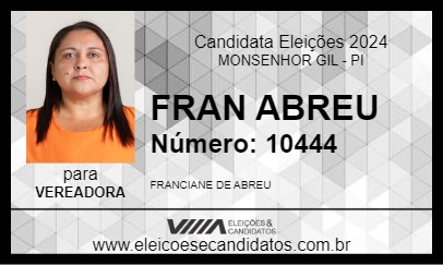 Candidato FRAN ABREU 2024 - MONSENHOR GIL - Eleições