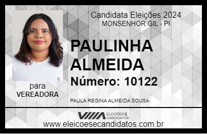 Candidato PAULINHA ALMEIDA 2024 - MONSENHOR GIL - Eleições