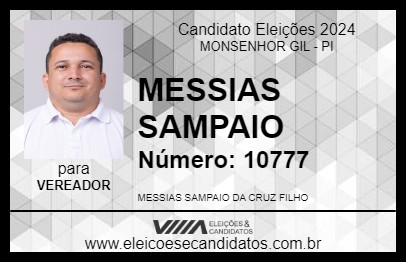 Candidato MESSIAS SAMPAIO 2024 - MONSENHOR GIL - Eleições