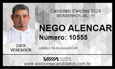 Candidato NEGO ALENCAR 2024 - MONSENHOR GIL - Eleições