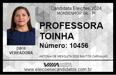 Candidato PROFESSORA TOINHA 2024 - MONSENHOR GIL - Eleições