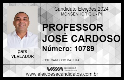 Candidato PROFESSOR JOSÉ CARDOSO 2024 - MONSENHOR GIL - Eleições