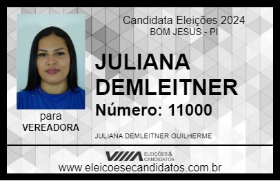 Candidato JULIANA DEMLEITNER 2024 - BOM JESUS - Eleições