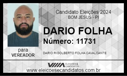 Candidato DARIO FOLHA 2024 - BOM JESUS - Eleições