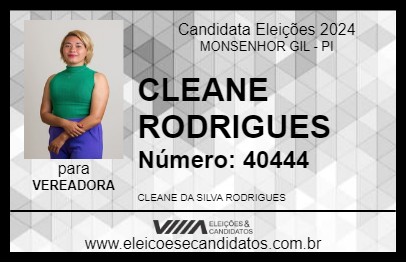 Candidato CLEANE RODRIGUES 2024 - MONSENHOR GIL - Eleições