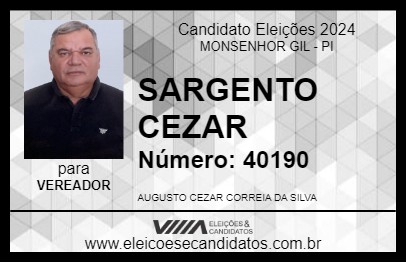 Candidato SARGENTO CEZAR 2024 - MONSENHOR GIL - Eleições