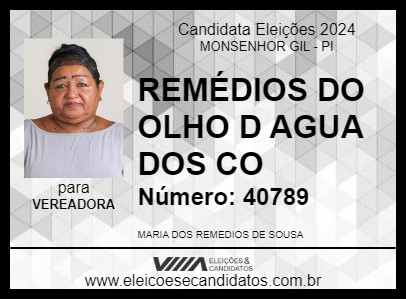 Candidato REMÉDIOS DO OLHO D AGUA DOS CO 2024 - MONSENHOR GIL - Eleições