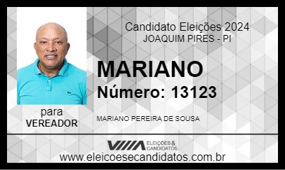 Candidato MARIANO PEREIRA 2024 - JOAQUIM PIRES - Eleições