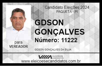 Candidato GDSON GONÇALVES 2024 - PAQUETÁ - Eleições