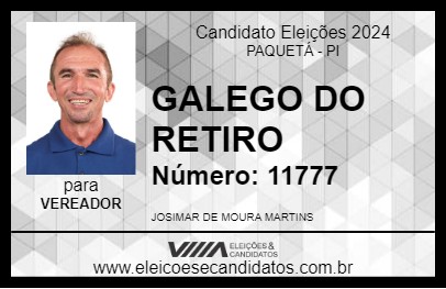 Candidato GALEGO DO RETIRO 2024 - PAQUETÁ - Eleições