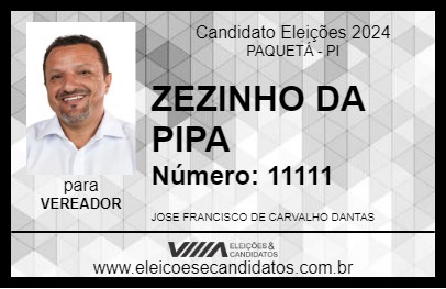 Candidato ZEZINHO DA PIPA 2024 - PAQUETÁ - Eleições