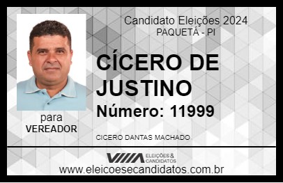 Candidato CÍCERO DE JUSTINO 2024 - PAQUETÁ - Eleições