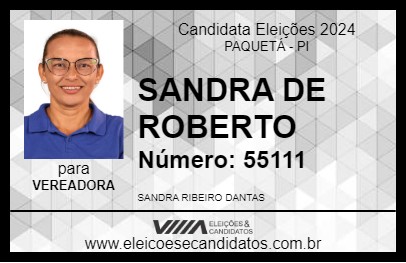 Candidato SANDRA DE ROBERTO 2024 - PAQUETÁ - Eleições