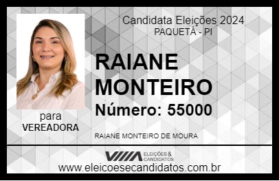 Candidato RAIANE MONTEIRO 2024 - PAQUETÁ - Eleições