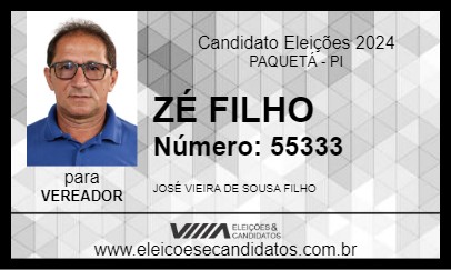 Candidato ZÉ FILHO 2024 - PAQUETÁ - Eleições