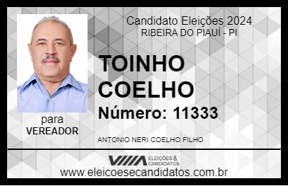 Candidato TOINHO COELHO 2024 - RIBEIRA DO PIAUÍ - Eleições