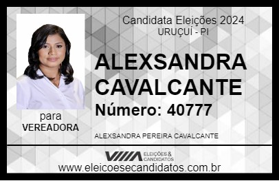 Candidato ALEXSANDRA CAVALCANTE 2024 - URUÇUÍ - Eleições