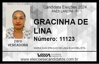 Candidato GRACINHA DE LINA 2024 - PAES LANDIM - Eleições