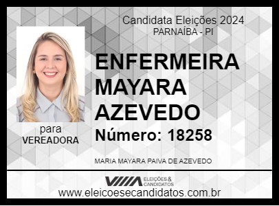 Candidato ENFERMEIRA MAYARA AZEVEDO 2024 - PARNAÍBA - Eleições