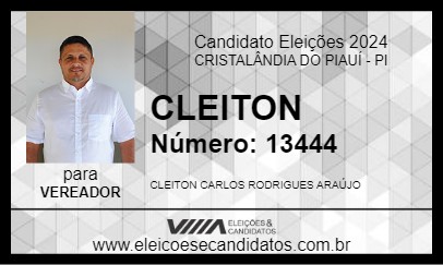 Candidato CLEITON 2024 - CRISTALÂNDIA DO PIAUÍ - Eleições