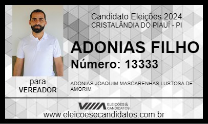 Candidato ADONIAS FILHO 2024 - CRISTALÂNDIA DO PIAUÍ - Eleições