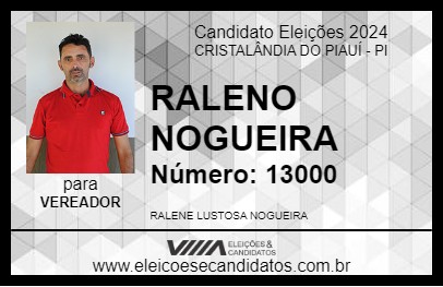 Candidato RALENO NOGUEIRA 2024 - CRISTALÂNDIA DO PIAUÍ - Eleições