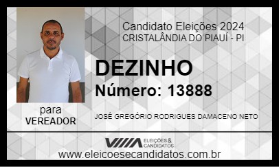 Candidato DEZINHO 2024 - CRISTALÂNDIA DO PIAUÍ - Eleições