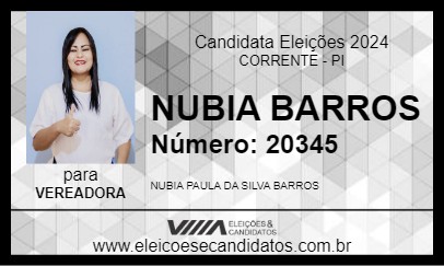 Candidato NUBIA BARROS 2024 - CORRENTE - Eleições